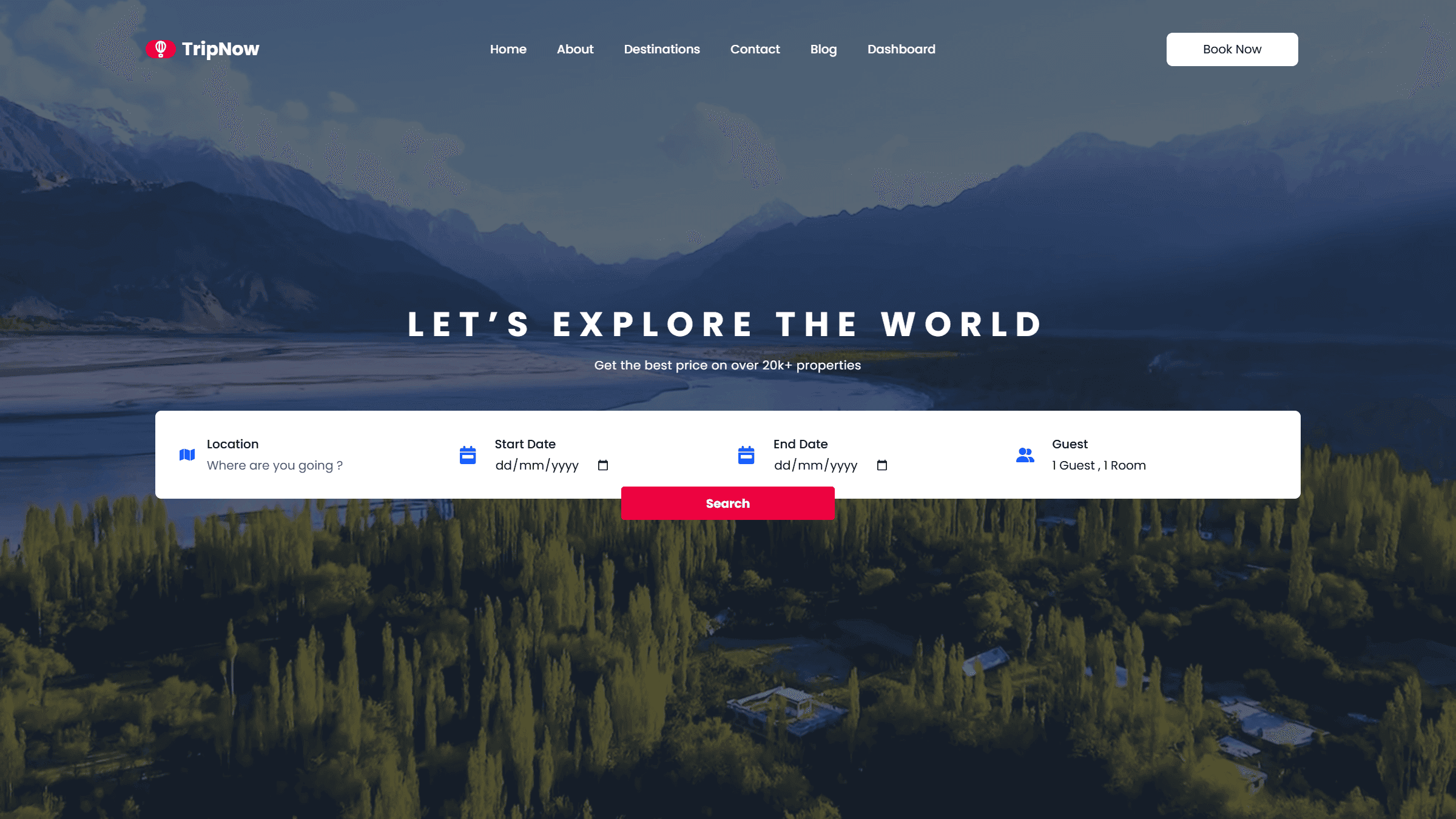 TripNow - Travel Booking Landing Page screenshot 1